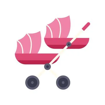 Double stroller for twin babies parenting motherhood Stock Illustration