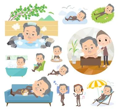 Double suit beard old men relax Stock Illustration