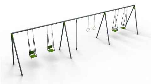Double swing rope and rings 3d illustration render Stock Illustration