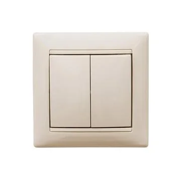 Double switch on beige wall with wallpaper, copy space, isolated on a white.. Stock Photos