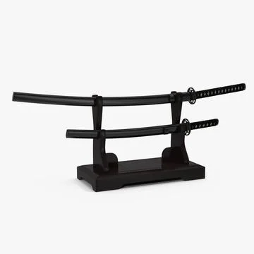 Double Sword Stand for Samurai Katana and Wakizashi 3D Model