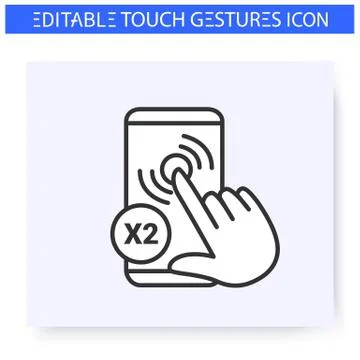 Double tap hand gesture line icon. Editable Illustrazione stock