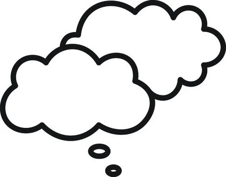 Double Thought Clouds Outline Stock Illustration