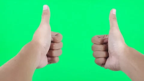 Double thumb up gesture isolated on green screen chroma key Stock Footage 293600890