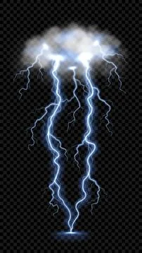 Double thunderbolt strike from thundercloud Stock Illustration