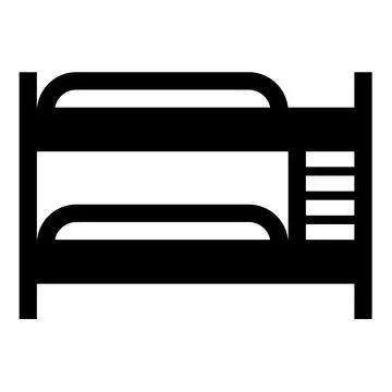 Double tier bunk bed icon black color vector illustration image flat style Stock Illustration