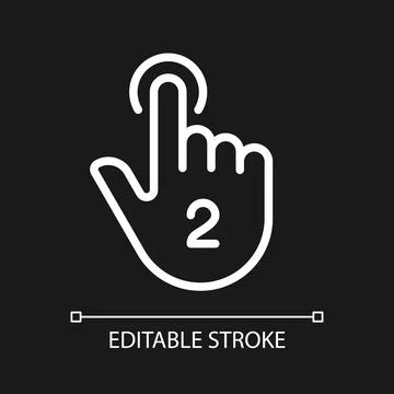 Double touch pixel perfect white linear icon for dark theme Stock Illustration