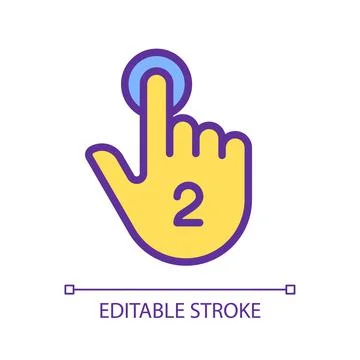 Double touch pixel perfect yellow RGB color icon Stock Illustration