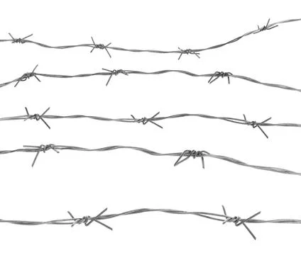 Double twist barbed wire isolated on white, set Stock Photos