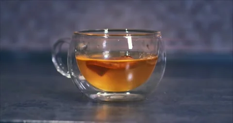 Double-Wall Glass Teacup Thermal Insulation Design 4K Stock Footage 339269359