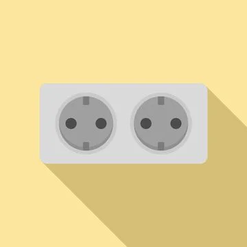 Double wall power socket icon, flat style Illustrazione stock