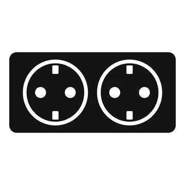 Double wall power socket icon, simple style Stock Illustration
