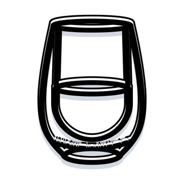 Double walled glass beverage container line drawing illustration Stock Illustration