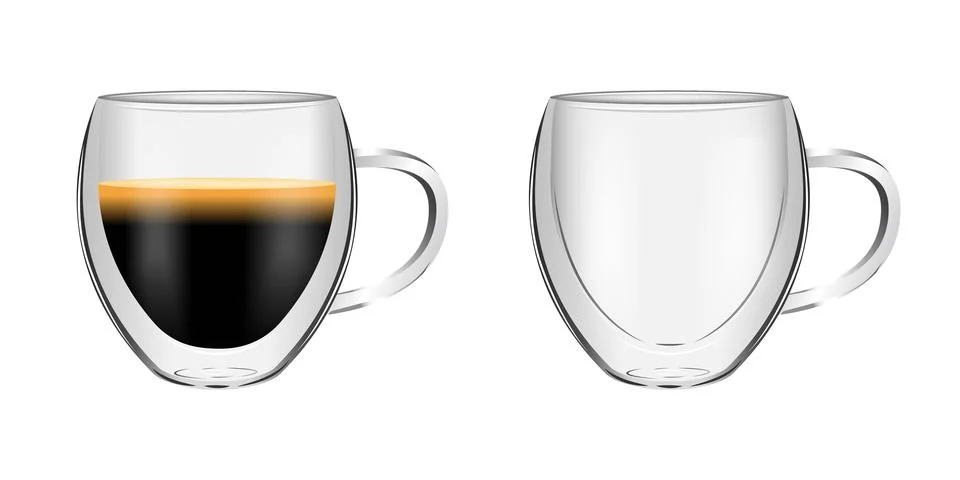Double walled mug. Empty and filled Stock Illustration
