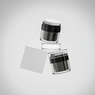 Double Walled refillable cream container with clear lid, Airless cream jar Stock-Illustration
