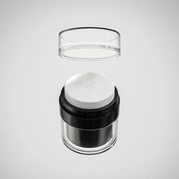Double Walled refillable cream container with clear lid, Airless cream jar Stock Illustration