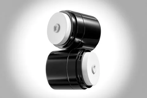 Double Walled refillable cream container with clear lid, Airless cream jar Illustrazione stock