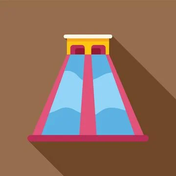 Double water slide leading to refreshing pool fun in aqua park Stock Illustration