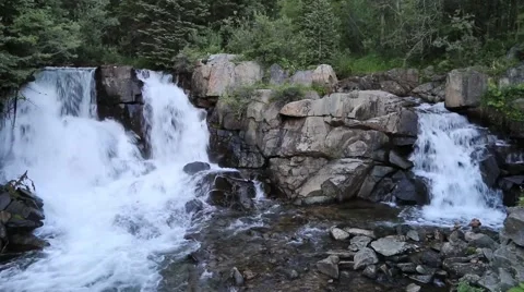 Double Waterfall in the Forest Stock Footage 41119703
