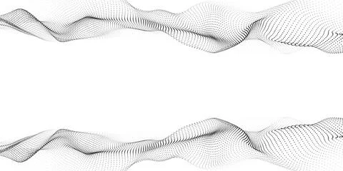Double wave of particles. Digital wave background concept. Abstract technolog Stock Illustration