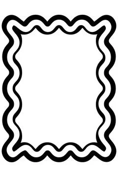 Double Wavy Black Rectangle Frame with Layered Decorative Border Stock Illustration