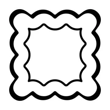 Double Wavy Border Frame Layered Decorative Square Glyph Illustrazione stock
