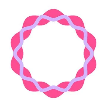 Double Wavy Circle Frame Vector Illustration Decorative Round Border Floral.. Stockillustratie