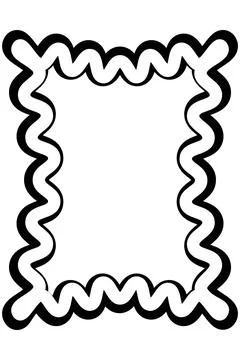 Double Wavy Outline Rectangle Frame with Playful Decorative Edge Stock Illustration