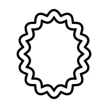 Double Wavy Oval Frame Border with Bold Decorative Contour Stock Illustration