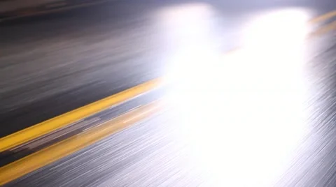 Double Yellow Lines on a Road at Night Stock Video Video stock 12223979