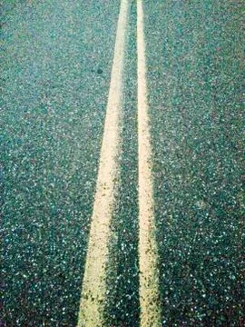 Double yellow road lines Stock Photos