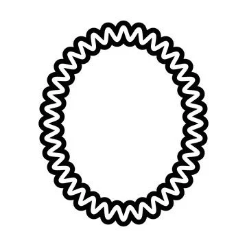 Double Zigzag Oval Frame Border with Bold Wavy Decorative Edge Ilustración de archivo