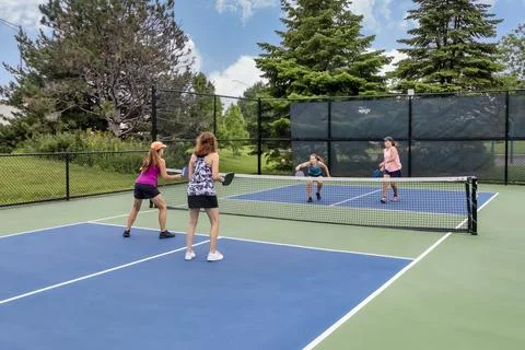 Doubles Game of Pickleball Foto stock