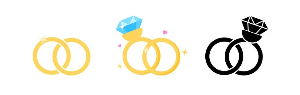 Doubles wedding diamond ring set Stock Illustration