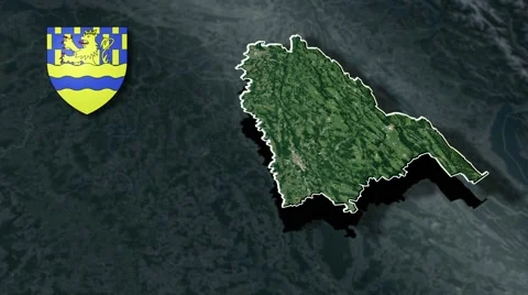 Doubs with Coat Of Arms Animation Map Stock Footage