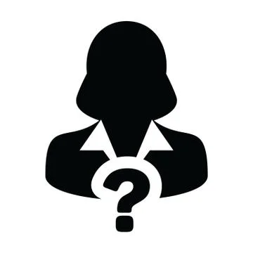 Doubt icon vector question mark with female user person profile avatar symbol Stock Illustration