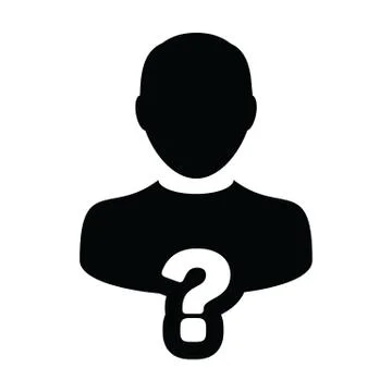 Doubt icon vector question mark with male user person profile avatar symbol Stock Illustration