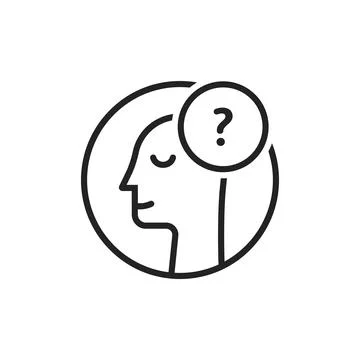 Doubt logo with thin line man Stock Illustration