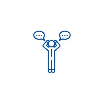 Doubt man with chat line icon concept. Doubt man with chat flat vector symbol Stock Illustration