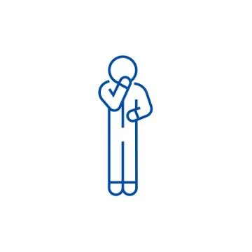 Doubt man line icon concept. Doubt man flat vector symbol, sign, outline Stock Illustration