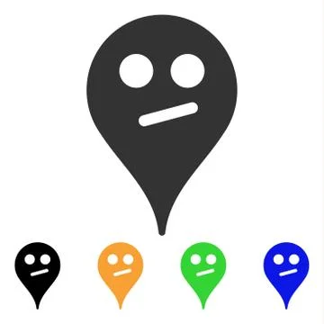 Doubt Smiley Map Marker Vector Icon Stock Illustration