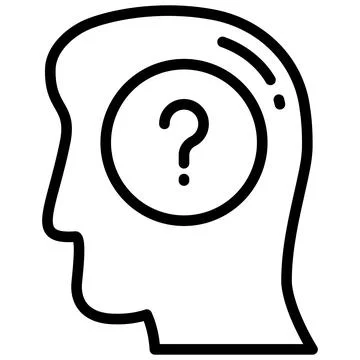 Doubt vector line icon, school and education icon. Stock Illustration