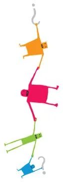 Doubtful cartoons question / hanging doubt Illustrazione stock