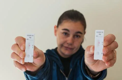 Doubtful covid-19 rapid test 写真素材