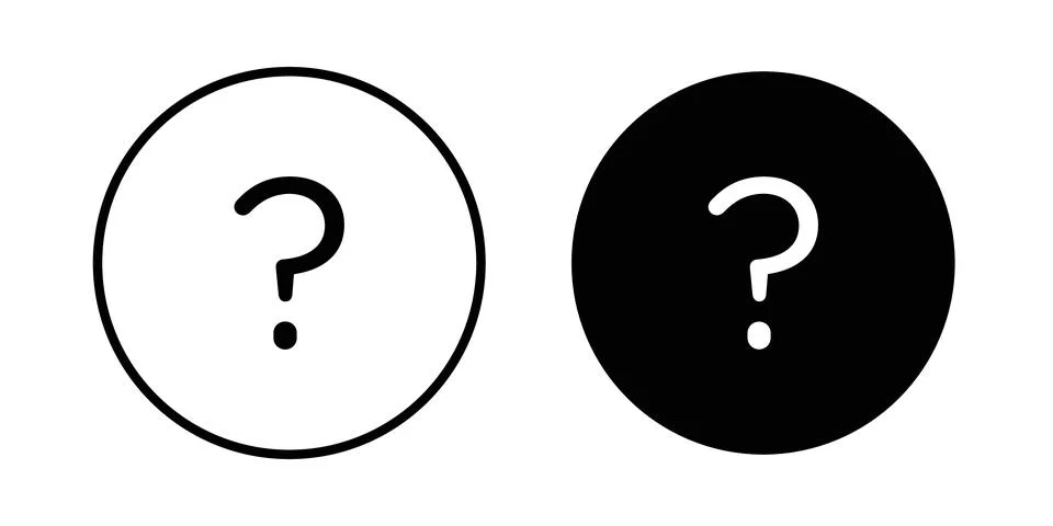 Doubts button icon thin line and clipart style vector set Stock Illustration