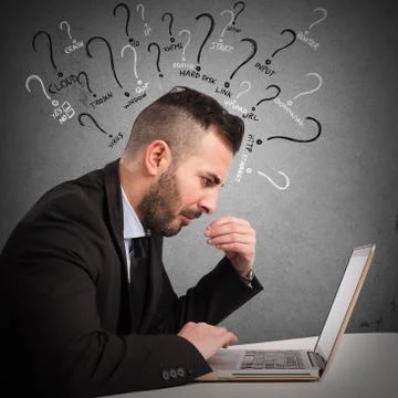Doubts on computer use 스톡 사진