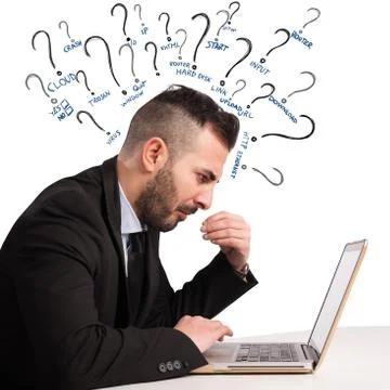 Doubts on computer use Stock Photos