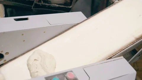 Dough and conveyor Stock Footage 76875335