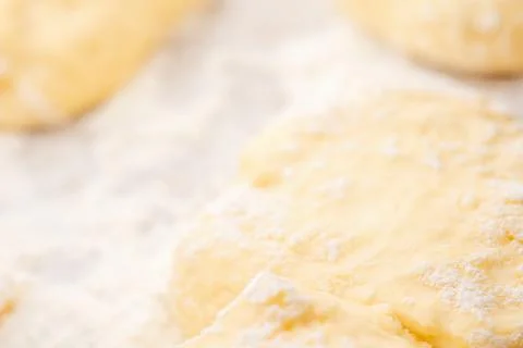 Dough and flour in the rays of light Foto stock
