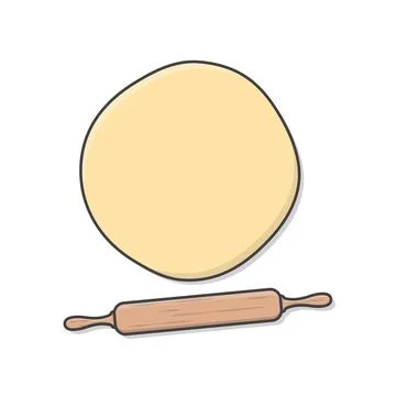 Dough And Rolling Pin Vector Icon Illustration. Element For Pastry And Bake.. 库存插图